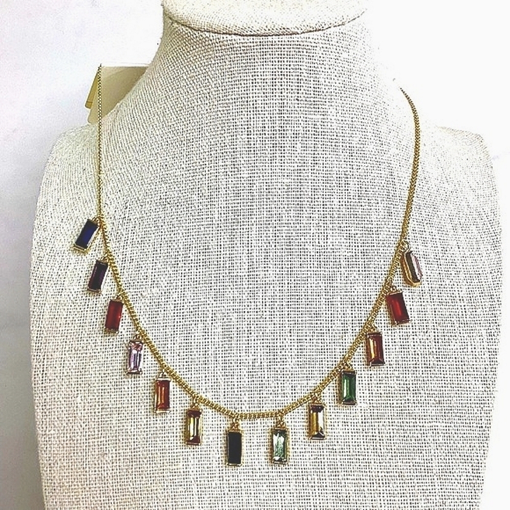 BANANA REPUBLIC GOLD RHINESTONES NECKLACE MULTICOLOR